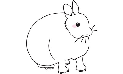 世界自然遺産の島のアマミノクロウサギ　線画