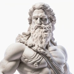 Sculpture of Zeus god of the sky in ancient Greek mythology isolated on a white background, generative ai - obrazy, fototapety, plakaty