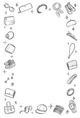 おしゃれアイテム　フレーム　手描き　1色