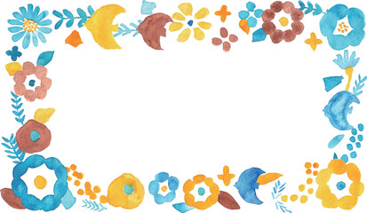 水彩画。水彩タッチの北欧風ベクターフレーム。北欧の草木イラスト。Watercolor. Scandinavian vector frame with watercolor touch. Scandinavian grass and trees illustration.