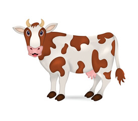 Cow realistic vector illustration isolated on white background