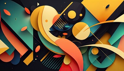 Designer Background with Overlapping shapes and Bold color palette with Geometric Shapes in Bold Colors - Modern Wallpaper Template with Vibrant Hues and Polygonal Pattern (generative AI)