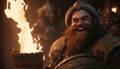 Gimli, the dwarf warrior, brings a fiery spirit and a hearty laugh to the Fellowship, proving that even the smallest member can make a big impact. AI generation.