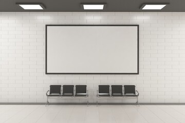 Subway horizontal sign Poster Billboard Mock up