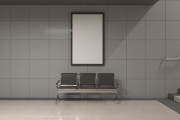 Subway Vertical sign Poster Billboard Mock up