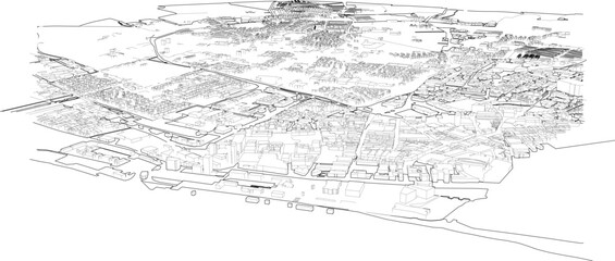 Fototapeta na wymiar 3D illustration of mass building in Liverpool