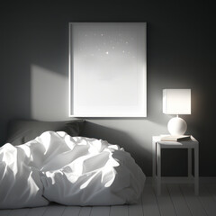 Frame poster mockup in home interior, night of twinkling stars and a day of sunshine AI Generaion.