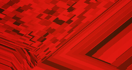 Render with abstract red background made of rectangles and lines