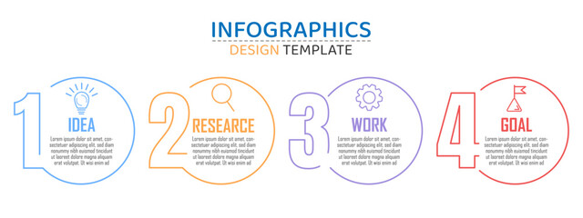 Infographic design template. Timeline concept with 4 options or steps template. layout, diagram, annual, roket, start up, report, presentation. Vector illustration.	