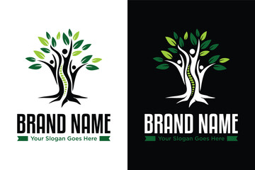 simple Spinal Care tree illustration Logo design - obrazy, fototapety, plakaty