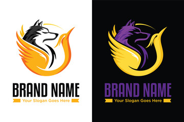 Obraz premium phoenix bird Wolf Face llustration logo design