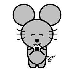 ネズミ　おにぎり　食事　イラスト	