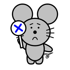 バツを出すネズミ　イラスト