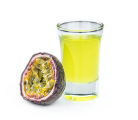 Passion Fruit Liqueur (transparent background, selective focus)