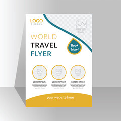 Obraz premium Modern clean corporate business flyer design for advertising promotion and growth company. abstract flat flyer design . yellow color flyer. creative unique nice clean design. Half page A4 flyer free