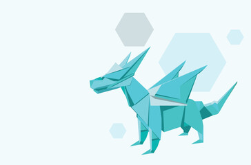 Blue origami dragon