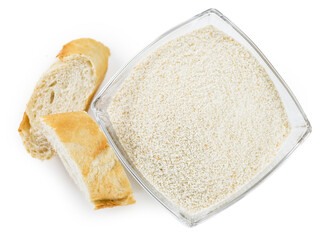 Portion of Breadcrumbs on transparent background, selective focus