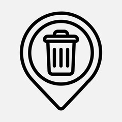 Trash location icon in line style, use for website mobile app presentation