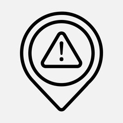 Warning location icon in line style, use for website mobile app presentation