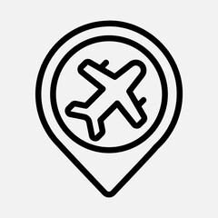 Obraz premium Airport location icon in line style, use for website mobile app presentation