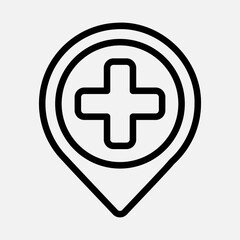 Fototapeta premium Hospital location icon in line style, use for website mobile app presentation