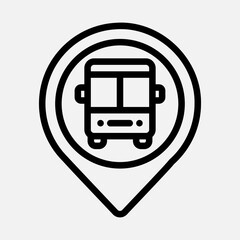 Bus station location icon in line style, use for website mobile app presentation