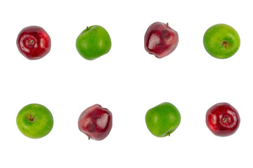 Fresh red and green apples isolated on transparent background