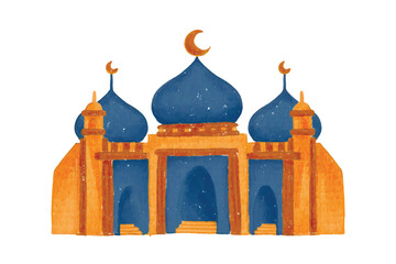 blue mosque in the night