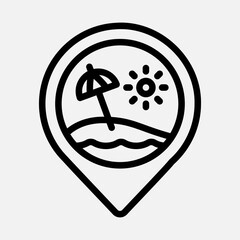Beach location icon in line style, use for website mobile app presentation