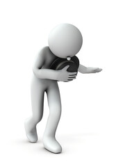 頭をさげて脱帽するキャラクター
