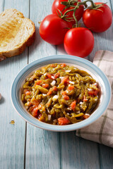Roasted bell pepper salad,tomato and onion. Healthy food.