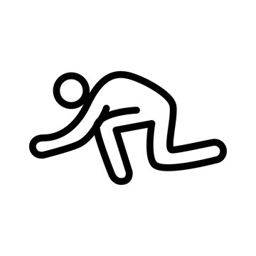 Editable real line icon of a stick figure person doing heavy lifting