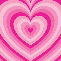 Pink heart background in retro style. Love wallpaper design.