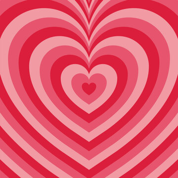 Red heart background in retro style. Love wallpaper design.