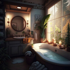 Relax bathroom created with generative ai
