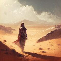 a girl in desert