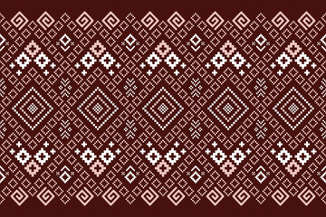 Red traditional ethnic pattern paisley flower Ikat background abstract Aztec African Indonesian Indian seamless pattern for fabric print cloth dress carpet curtains and sarong