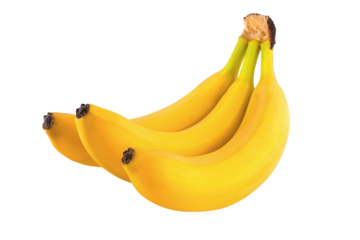 Fresh ripe bananas isolated on white background.