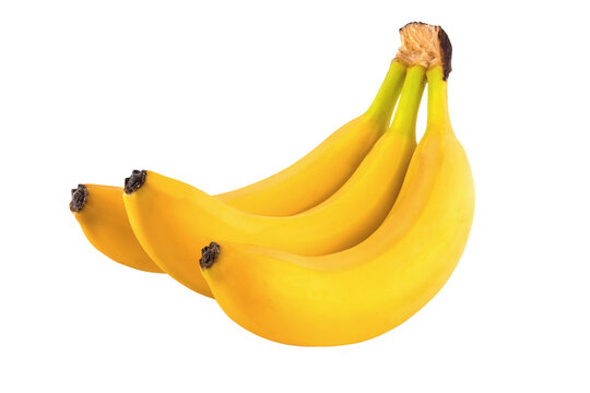 Fresh ripe bananas isolated on white background.