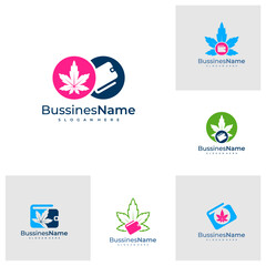 Set of Wallets Cannabis logo vector template. Creative Cannabis logo design concepts
