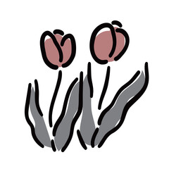 シンプルでかわいいチューリップのイラスト素材