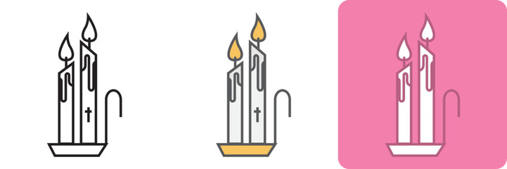 Easter Candle Icon Set is a collection of icons that represent the traditions and symbolism of the Easter season