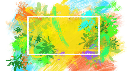 Fototapeta na wymiar abstract colorful brushstrokes painting background title cover frame summer mood - PNG image with transparent background