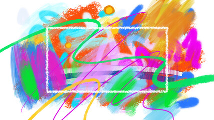 abstract colorful brushstrokes painting background title cover frame super vivid 80s style - PNG image with transparent background