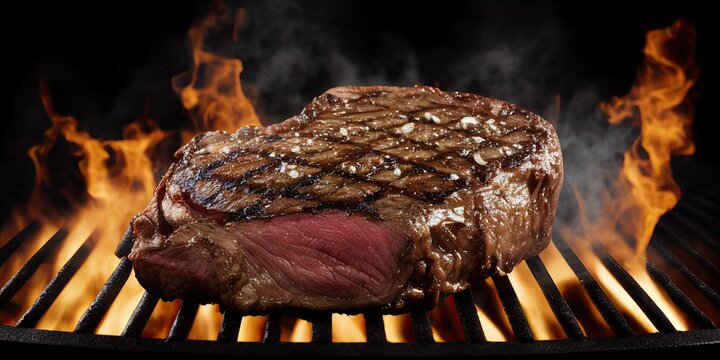 Beef steak on grill. Generative AI image