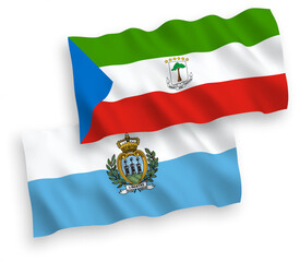 Flags of San Marino and Republic of Equatorial Guinea on a white background