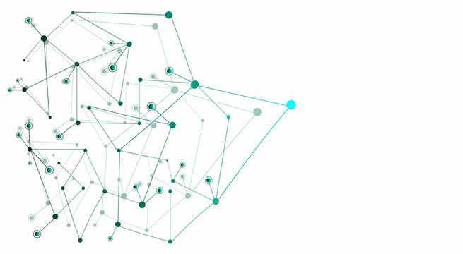 Abstract technological background with connected lines and dots. Wave flow. Molecular structure. Weaving lines, minimal array. Visualization of digital data.