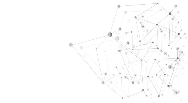Abstract technological background with connected lines and dots. Wave flow. Molecular structure. Weaving lines, minimal array. Visualization of digital data.