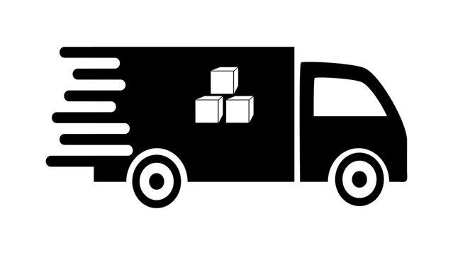 Delivery car icon logo symbol sign, truck icon black design vector illustration