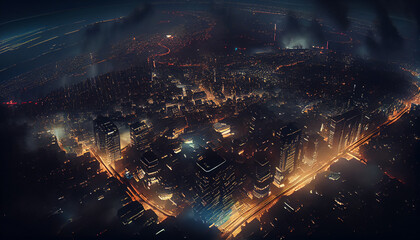 Fototapeta na wymiar Light city in the night